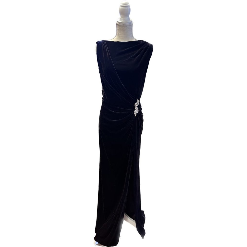 Tadashi Espresso Velvet Formal Dress